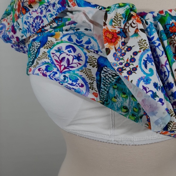 NWOT La Blanca floral shoulder swimming ruffle top 14 - Picture 8 of 10